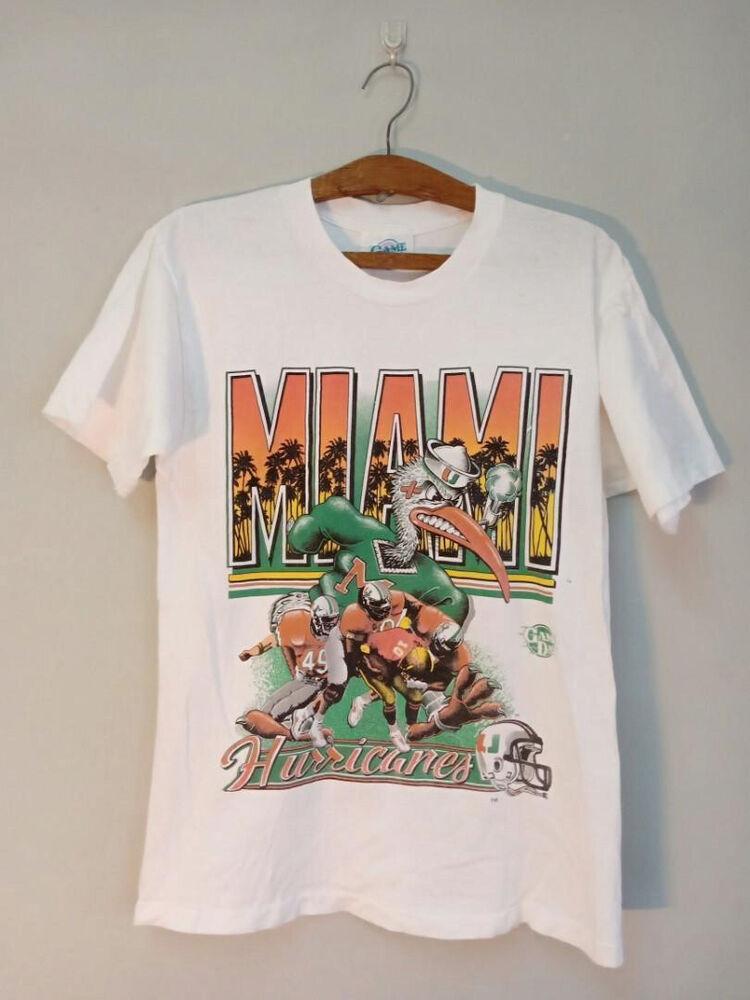 

Винтажная белая футболка унисекс с логотипом Miami Hurricanes