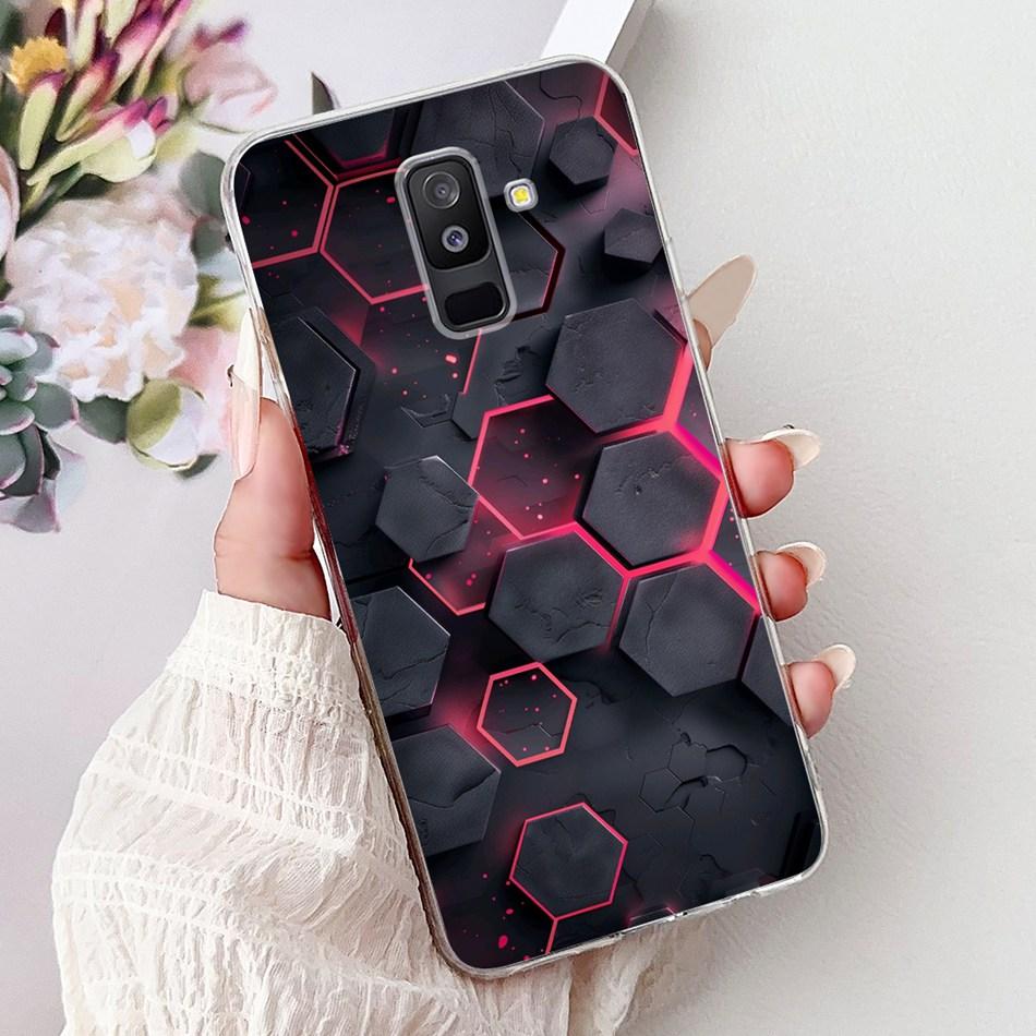 For Samsung Galaxy A6 Plus 2018 Phone Case On Samsung A6+ (2018) A6 A600F A605G Elegant Floral Cat Soft Silicone Clear TPU Cases
