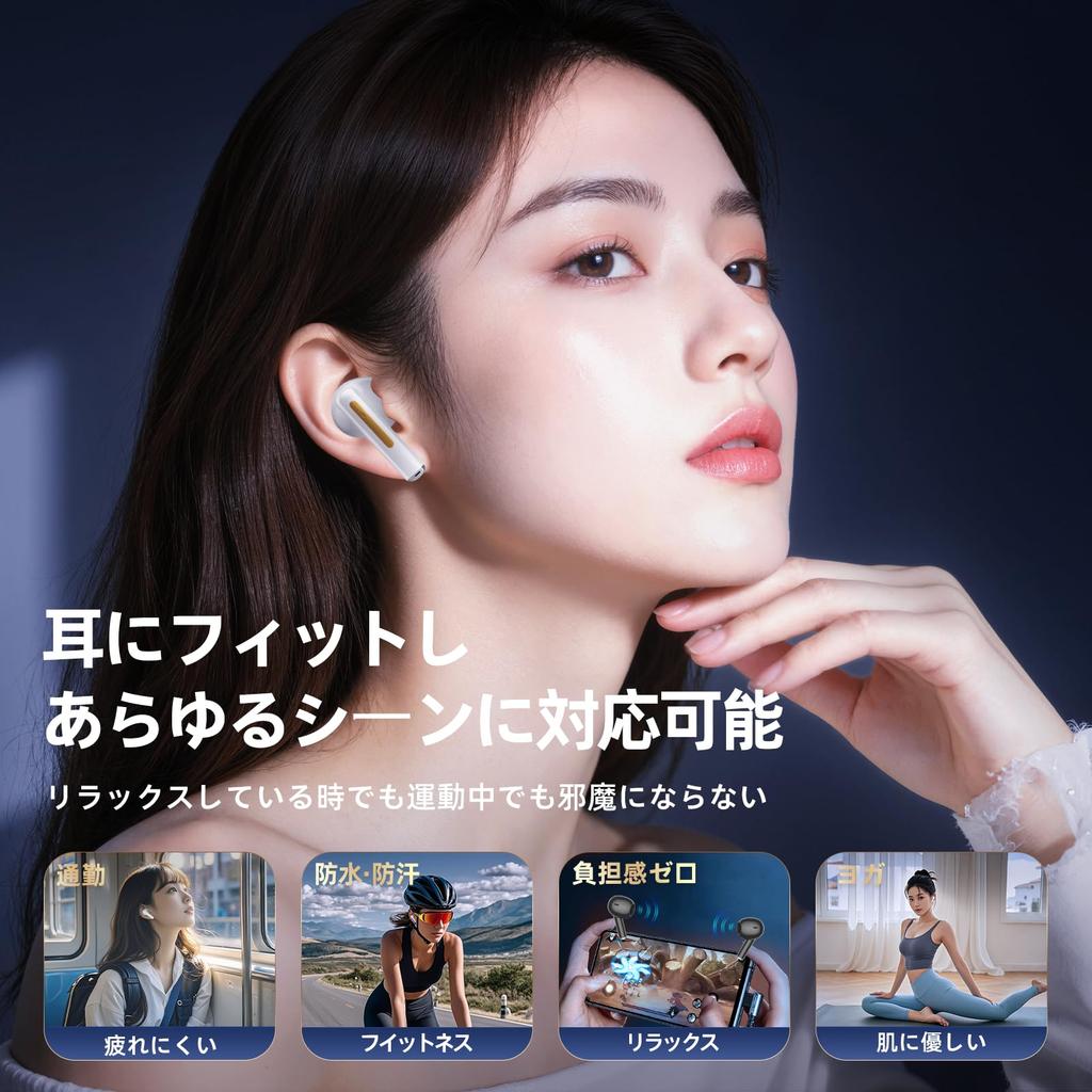 Wonkins Wireless Bluetooth Bluetooth Automatic Volume Compatible with iPhone and for Web and Music Earbuds, Compact, Lightweight, Hi-Fi, 5.4, Pairing,