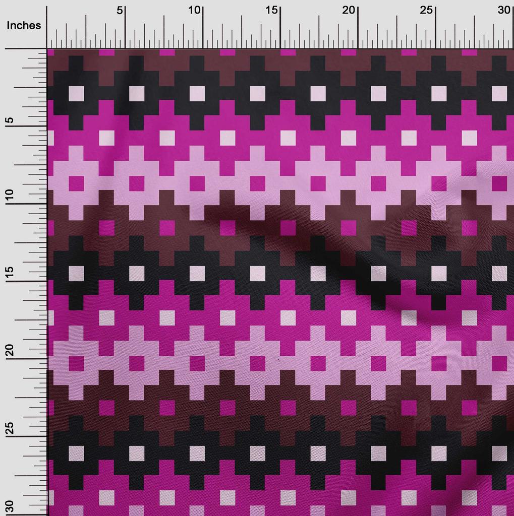 oneOone Georgette Viscose Dark Magenta Fabric Geometric Craft Projects Decor Fabric Printed By The Yard 42 Inch