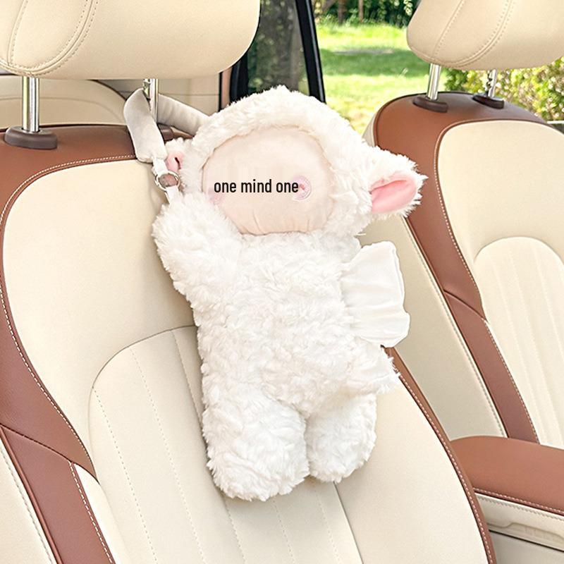 Creative Cartoon Car Plush Tissue Box - Hanging or Armrest Style
