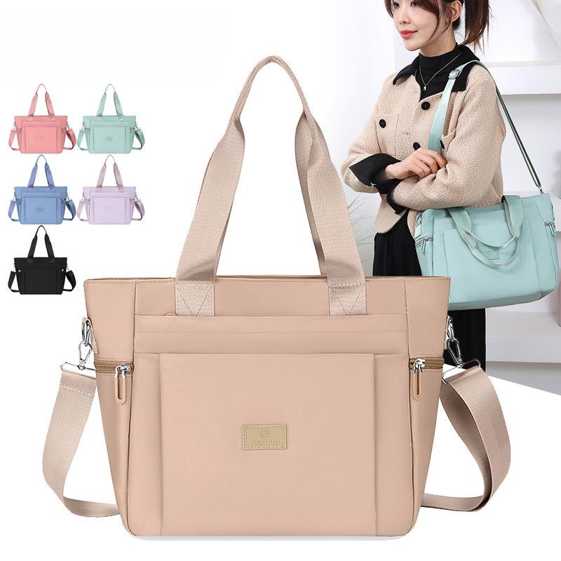 Versatile Women's Large Nylon Tote - Single-Shoulder, Simple Korean-Style Handbag for Shopping
