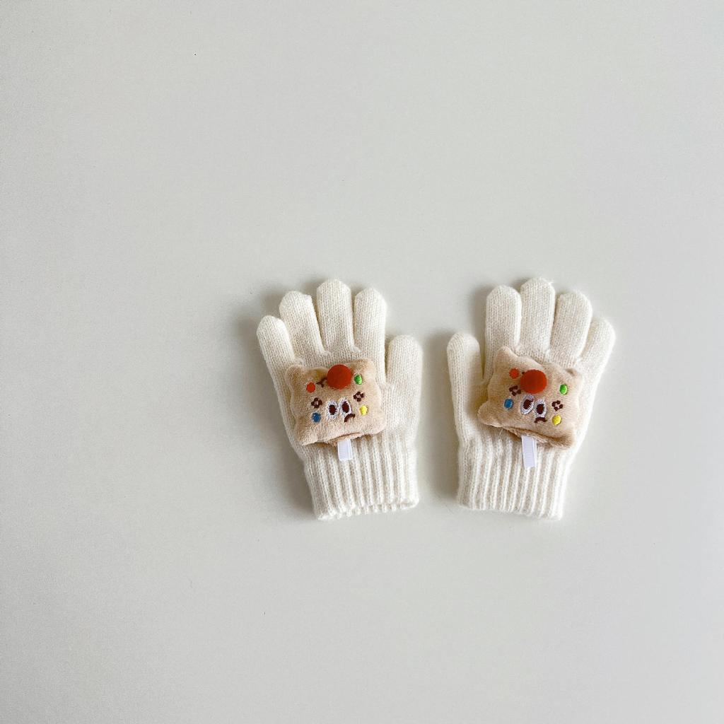 Cute Cartoon Baby Gloves Winter Warm Knitted Mittens for Toddler Kawaii Solid Color Kids Boys Girls Five Finger Gloves