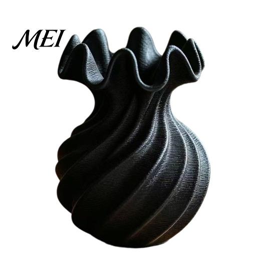 3D Printed Plant Holder Spiral Wave Vase, Minimalist Flower Holder, Decorative Vase for Fresh Style Pot or Dried Flowers, Artistic Desktop Ornament