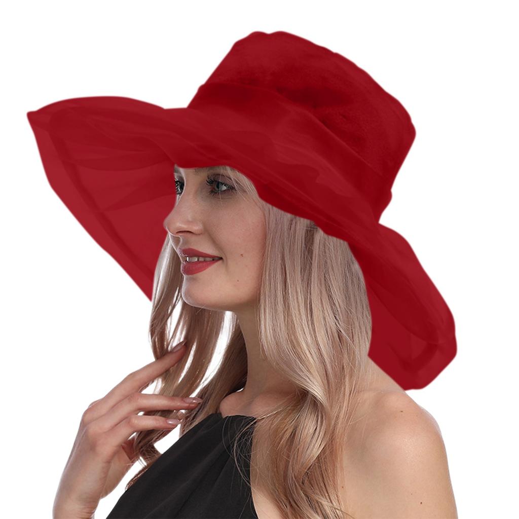 Women's Organza Wide Sun Hat Foldable UV Beach Hat