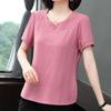 Summer Solid Color Chiffon Shirt NEW O-Neck Short Sleeve Lace Pullover Shirt Korean Elegant Casual Blouse