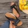 Fashion Female Shoes Low Ladies' Slippers Fretwork Heels Platform Big Size On A Wedge 2025 Summer Rome Fabric Rubber Slides PU Hoof
