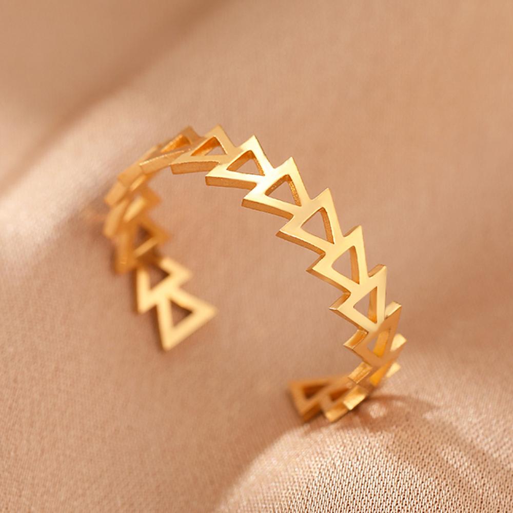 Anéis de Aço Inoxidável Mais Simples Geométricos Moda Vintage Finos Ajustáveis Abertos Para Mulheres Joias Casamentos Presentes Novos Tendência
