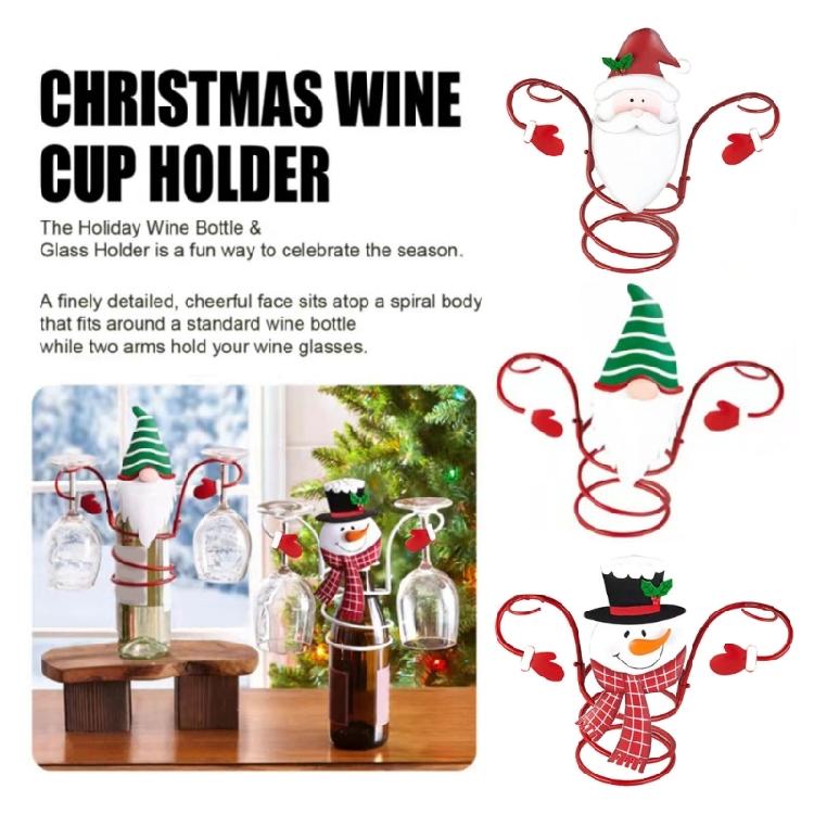 Holiday Wine Bottle Glass Holder Kitchen Storage Rack Christmas Bar Home Decor