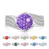 925 Sterling Silver Firework Cut Three Lives Love Color Gem Ring Gold Plated Brilliant High Carbon Diamond Band Women Wedding Jewelry