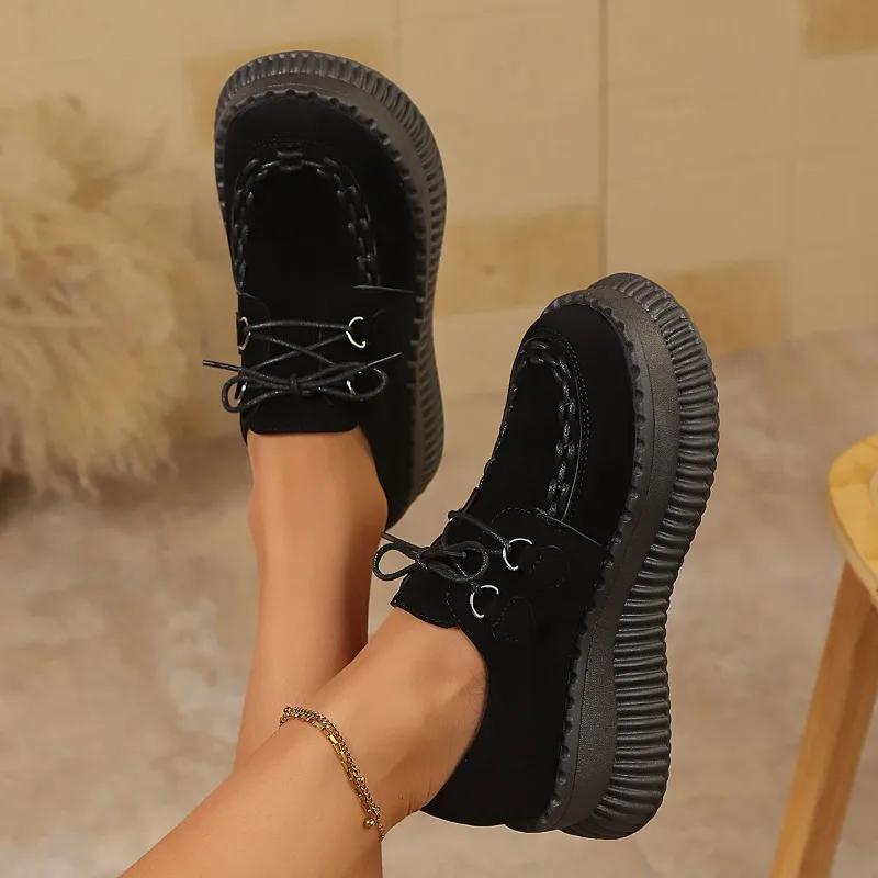 Fashion 2025 New Shoes Female Front Lace-up Women's High Heels Fashion Round Toe Casual Brand Best Seller Comfortable Platform Heels