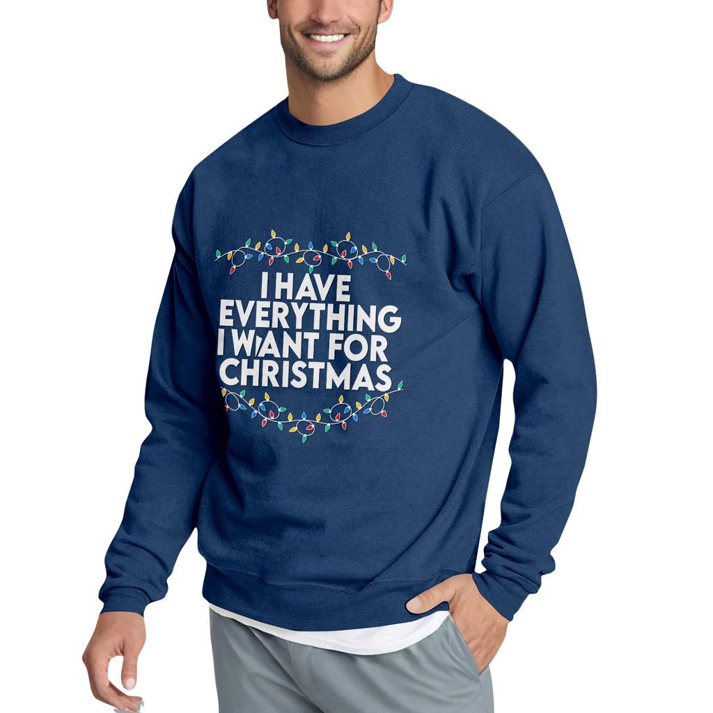 Christmas Print Loose Fit Round Neck Sweatshirt For Men
