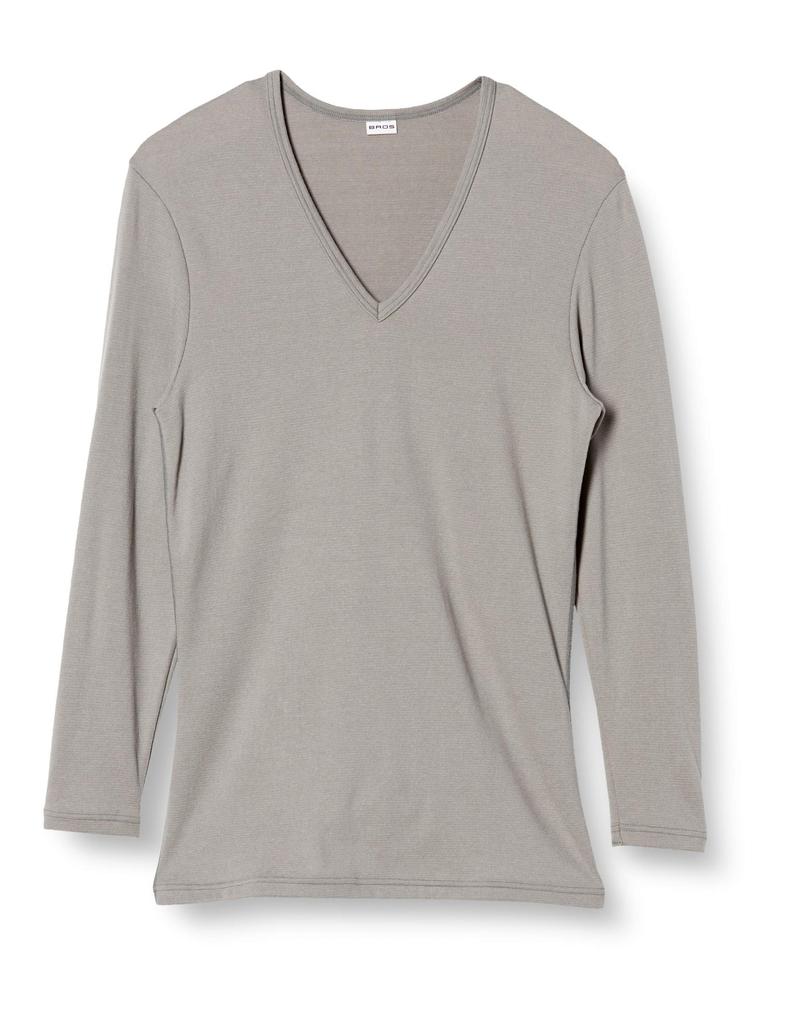 Bros by Wacoal Warm Undershirt with and Stretch Inverted Triangle Size L Men's V-Neck 3/4 Sleeves, Moisture-Wicking, Antibacterial, Odor-Resistant