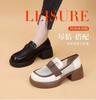 British style breathable mesh women's models 2025 spring new hollow loafers small leather shoes square heel one pedal single shoes
