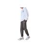 Li Ning Sports Lifestyle Series Fashionable Solid Color Loose Fit Embroidered Cuffed Versatile Knitted Sweatpants Men Bottoms Street-Grey AKLT611-2