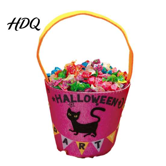 Halloween Candy Bucket Trick or Treat for Kids Pumpkin Face Ghost Bat Cat Storage Container Snack Basket Holder with Handle Party Favors Lightweight