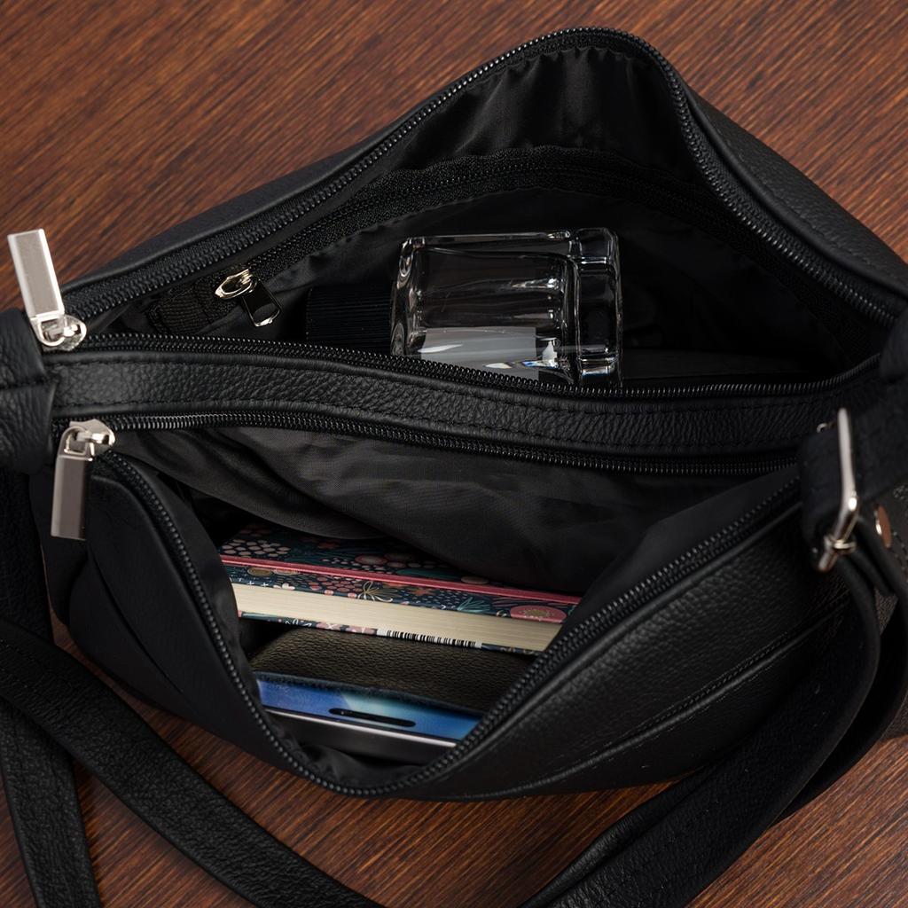 Skórzana Damska Torba listonoszka elegancka czarna Beltimore L40