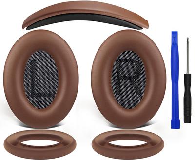 SOULWIT Earpads + Headband + Earpad Covers Replacement Kit for Bose QuietComfort 35 QC35, QC35 Ii Over-Ear Headsets, Anti-Dust Cushions (Coffee Color)