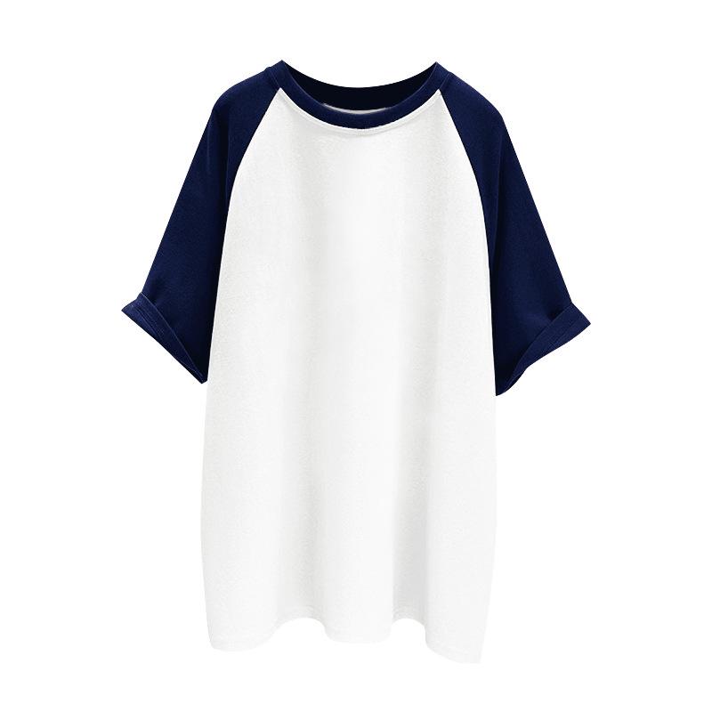 Women's Pure Cotton Raglan Sleeve T-Shirt - Trendy Color Block, Unisex Style, Custom Logo
