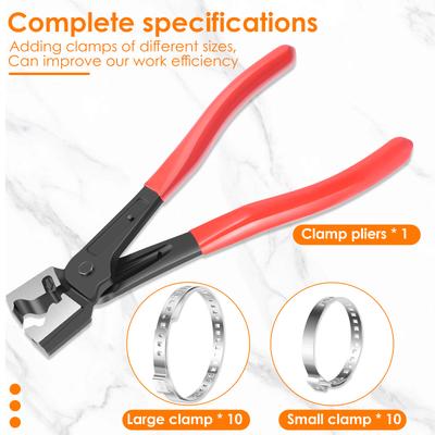 21Pcs CV Ear Clamp Pliers Carbon Steel CV Boot Clamp Pliers Heavy Duty Hose Clamp Pliers Tool with 20 Clip for Automotive Repair