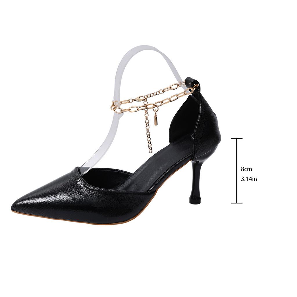 Fashion Gold Pointed Toe Thin Heel Pumps Women 2026 Plus Size 35-42 Ankle Bukle Pumps Woman Party Wedding High Heel Shoes Female