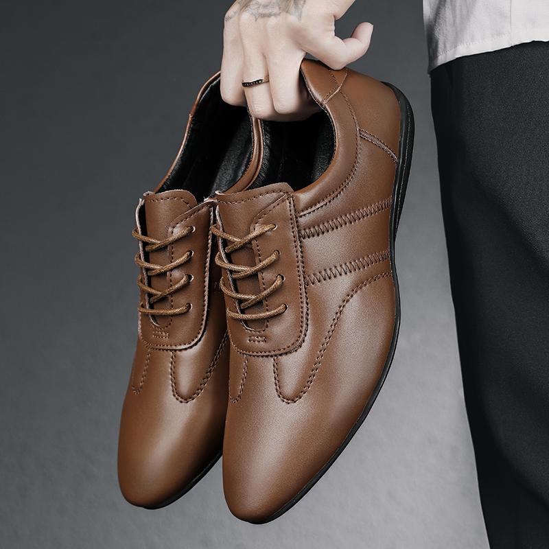 Fashion Men Business Casual Lace-up Shoes Leather Men's Comfortable Driving Flats Sneakers Shoes Quality Classic Outdoor Oxfords Shoes