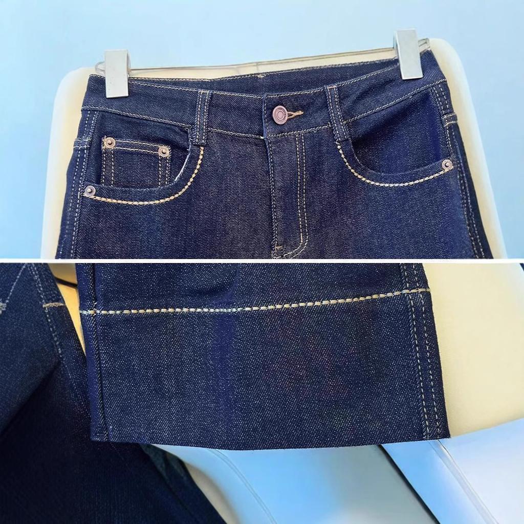 Women's High Waist Straight Cropped Jeans Narrow Wide Leg Dark Denim Nine Minutes Pants Petite Fit Casual Spring Summer Trousers