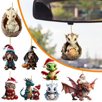 Christmas Tree Decorations New Year 2025 Cute Dragon Baby Hanging Acrylic Dinosaur Figures 2D Xmas Tree Decoration Pendant