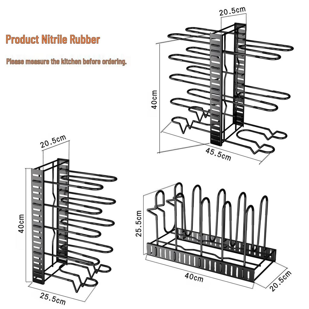 Detachable Foldable Multi-Layer Vertical Pot Cover Rack - Iron Art Countertop Storage Solution