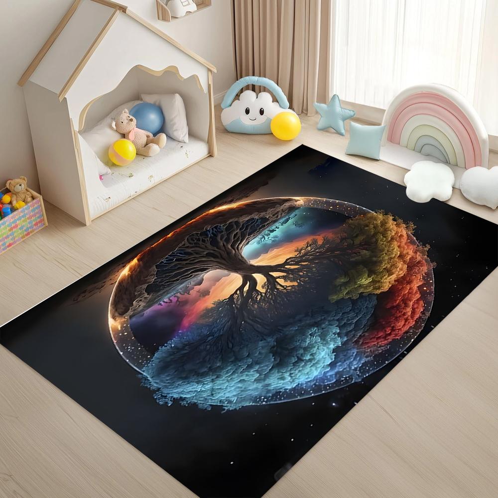 Yoga Meditation Sports Fitness 3D Printed Area Rugs for Living Room Bedroom Kitchen Bathroom Non-Slip Doormat Kids Play Carpe