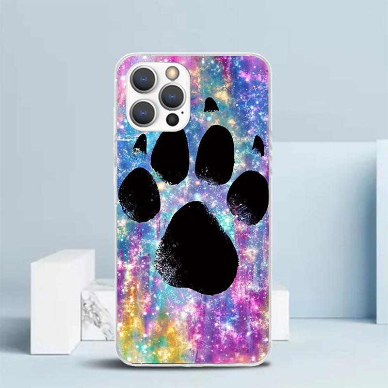 Dog Footprint Paw Cute Phone Case For IPhone 16 17 Air 16E 15 14 Plus 13 Mini 12 11 Pro Max 7 8 + SE 2020 Soft TPU Back Cover 16