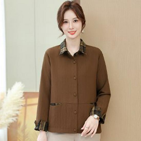 

Spring Casual Jacket for Stylish Middle-aged Women - Lapel Design 5XL