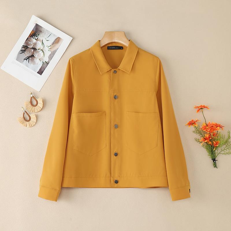 ZANZEA Women Casual Turn Down Collar Loose Long Sleeve Blouse