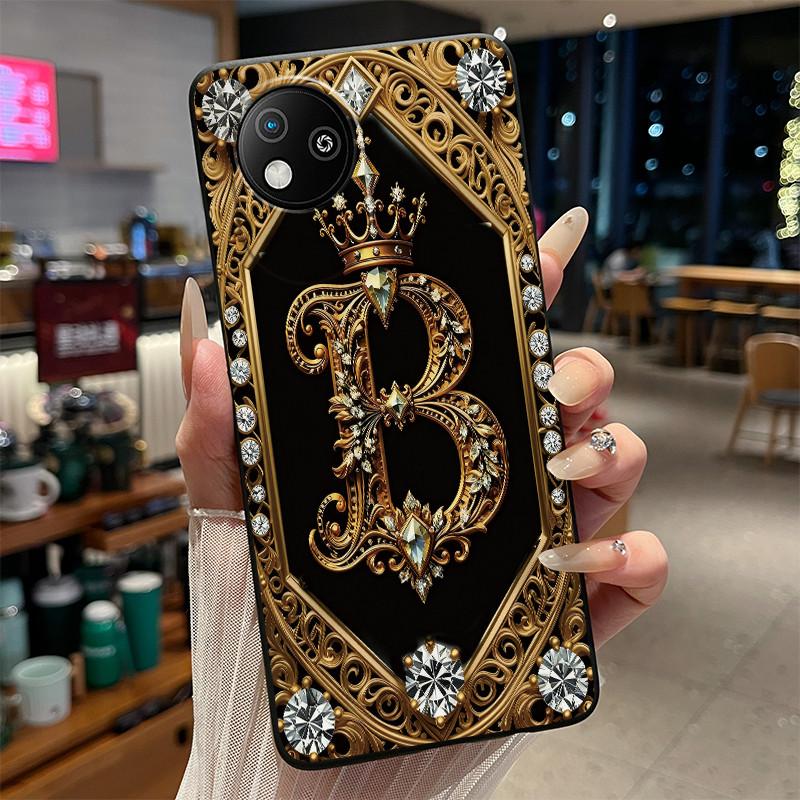 

Phone Case For ZTE Blade A35 Lite/Blade A35 Core Soft Black Silicone Back Cover Initial Letter Pattern Fashion Protective Casing ZTE Blade A35 Lite