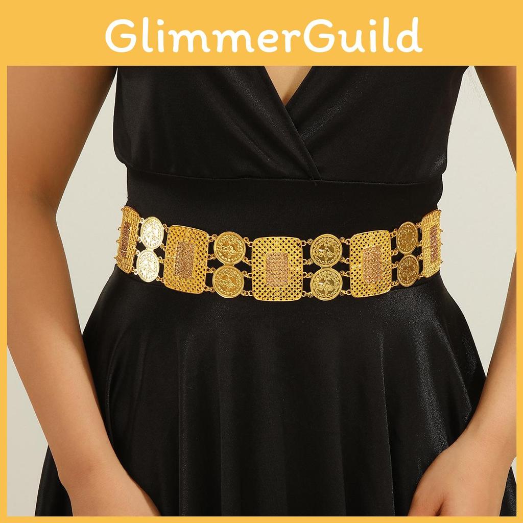 Gold Alloy Waist Jewelry For Women With Geometric Shape And Elegant Finish For Special Occasions