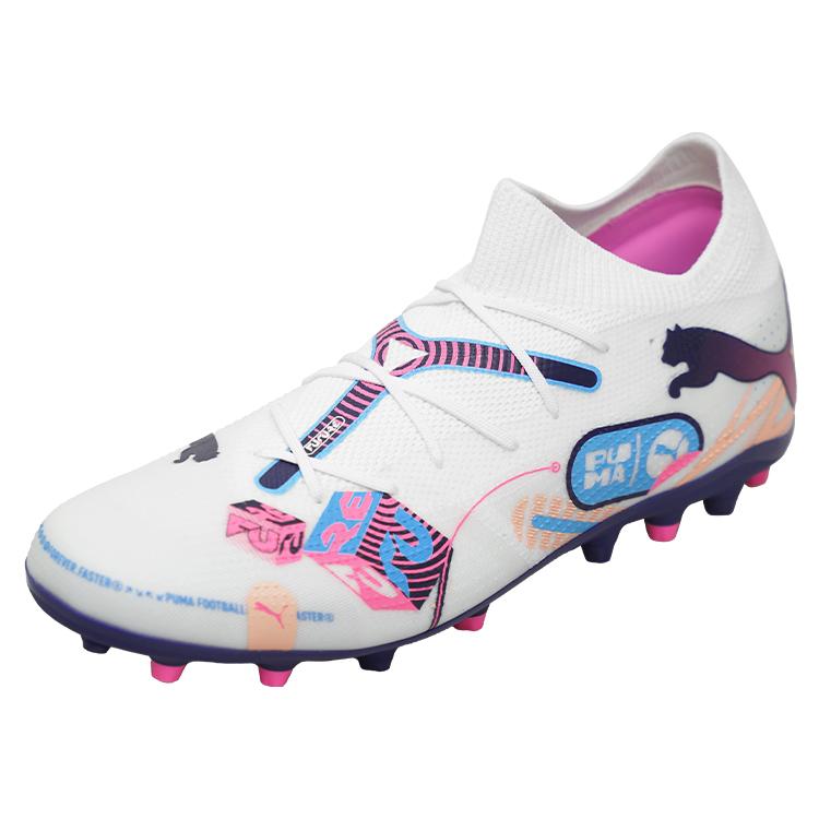Puma Future 7 Match Mg Artificial Grass Football Shoes Unisex Football Shoes White Blue Pink 108136-01