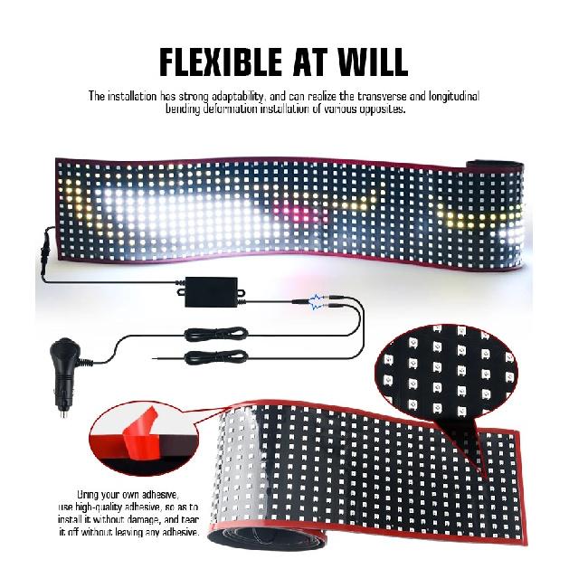 New APP Control  LED Truck Car Devil Eye Light Scrolling Pixel Panel For Board Windshield Free Custom Text 12V 24V 120/150/200cm