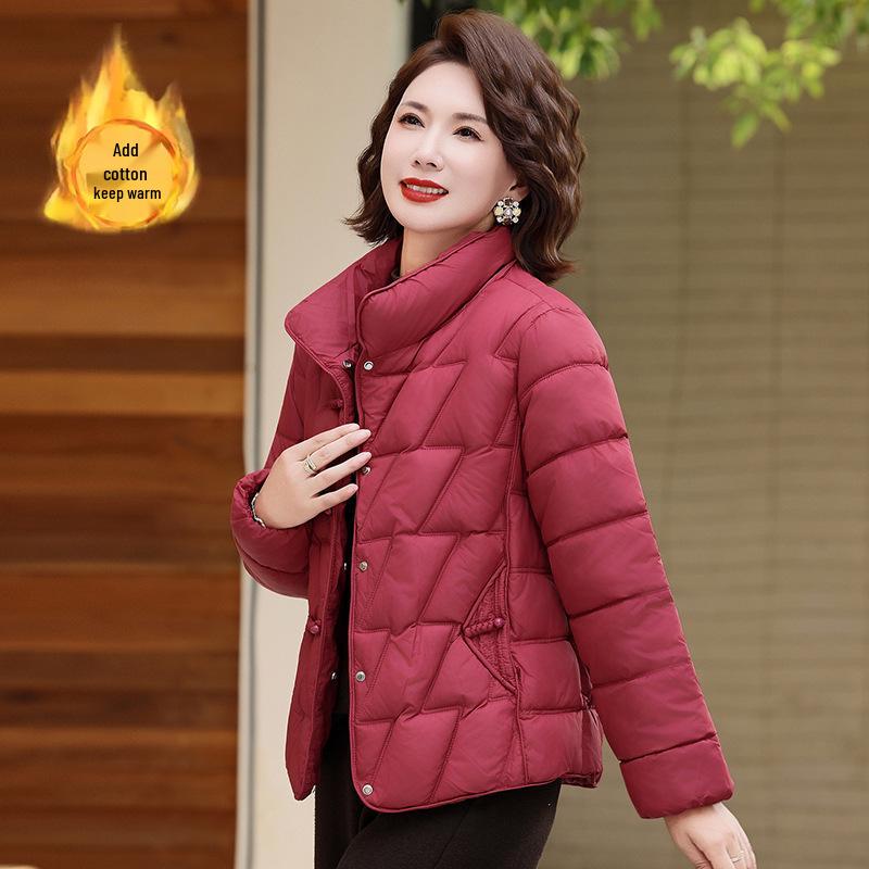Stylish Winter Cotton Padded Jacket for Short Stature Mothers - Warm, Thin, and Perfect for Middle-aged and Elderly Women