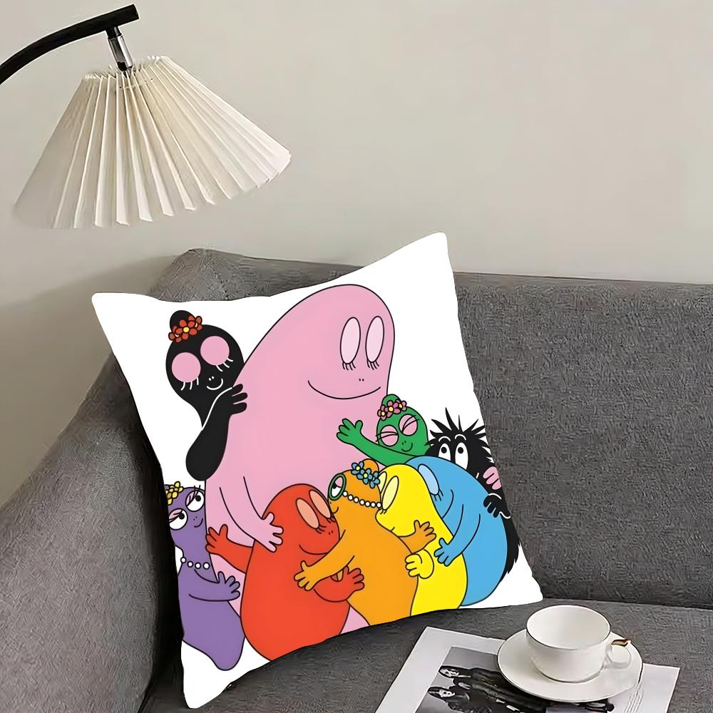 Cute cartoon B-B-Barbapapas Cushion Cover Reversible Plush Pillow Cover – For car, sofa, bedroom, perfect as a gift.