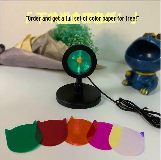 Creative RGB Color-Changing Sunset Projection Lamp - USB Powered