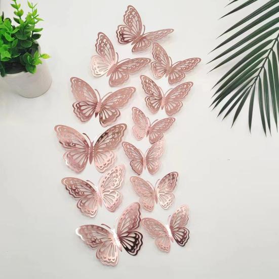 12 Pcs 3D Butterfly Wall Decor 3 Sizes Butterfly Wall Decals for Room Wall Decor Self-Adhesive Removable Stickers for Party