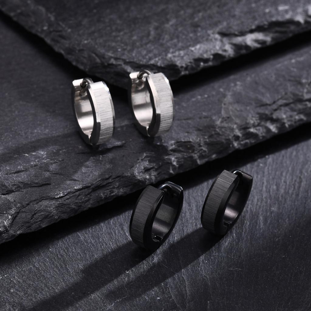 Vnox Anti-Allergie Edelstahl Creolen, Unisex Einfache Metall Huggies Ohrringe, Gebürstete Oberfläche Herren Ohrschmuck