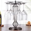 Rhombus Iron 6 Bottles Wine Cup Rack Glass Holder Display Shelf Organizer Dark Nickel