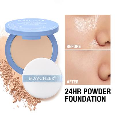 Oil Control Gesichtspuder, matt, wasserfest, makelloses Setting-Puder, kompaktes Gesichts-Make-up mit Puff