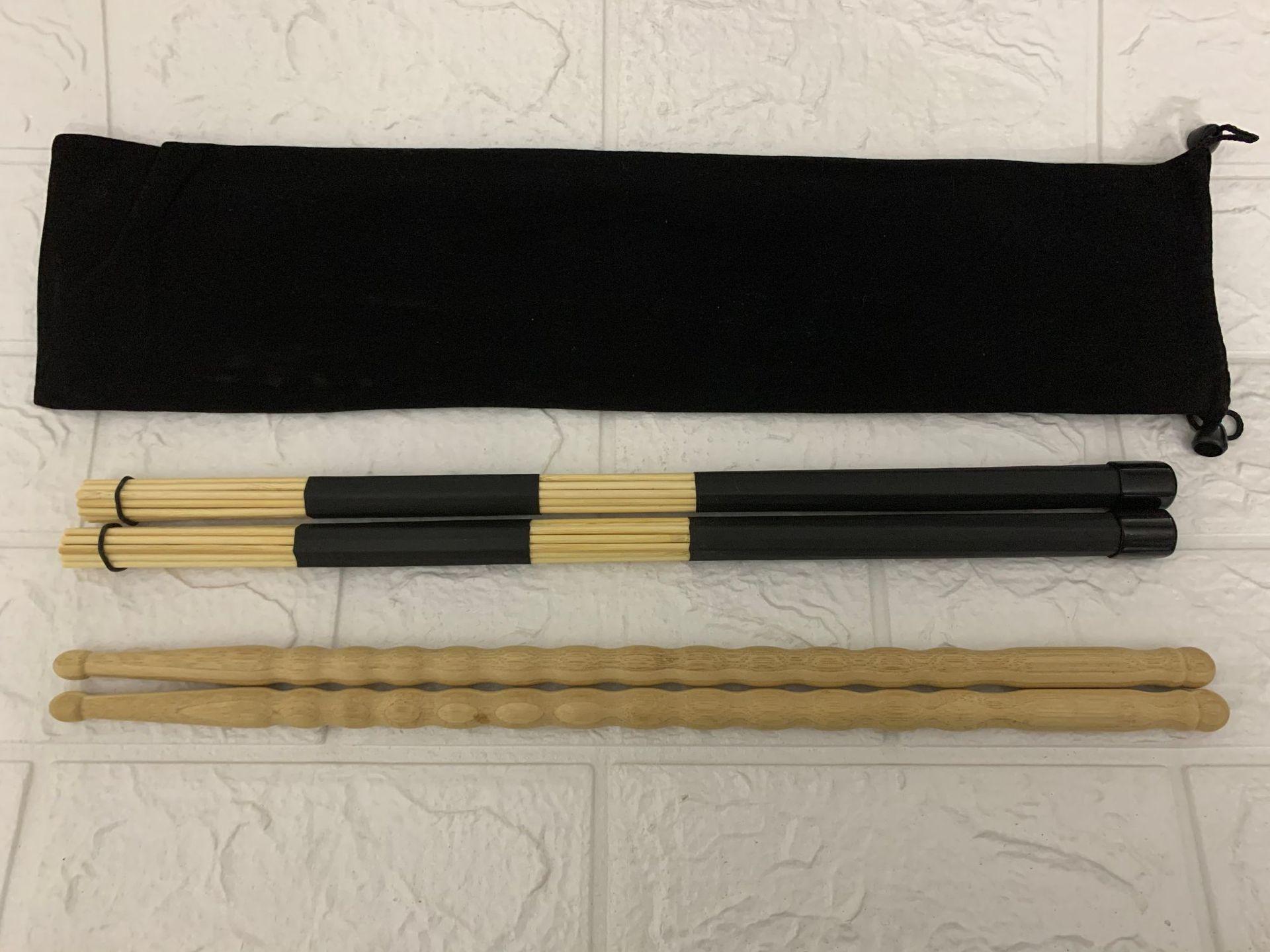 

Bamboo Drumsticks & Antique Brush Sticks Set with Black Bag ABS