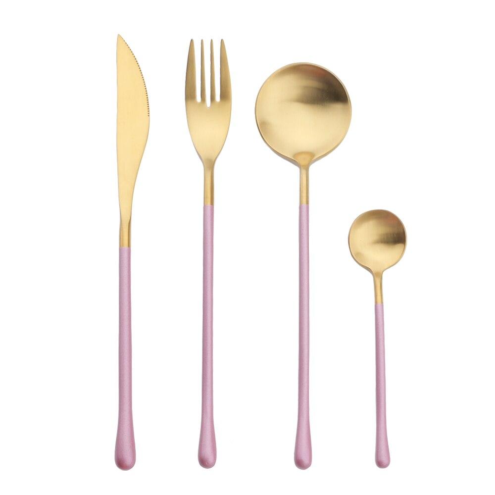 16Pcs/Set Matte Black Tableware Set 304 Stainless Steel Cutlery Knife Fork Spoon Dinner Set Brunch Dinnerware Kitchen Flatware