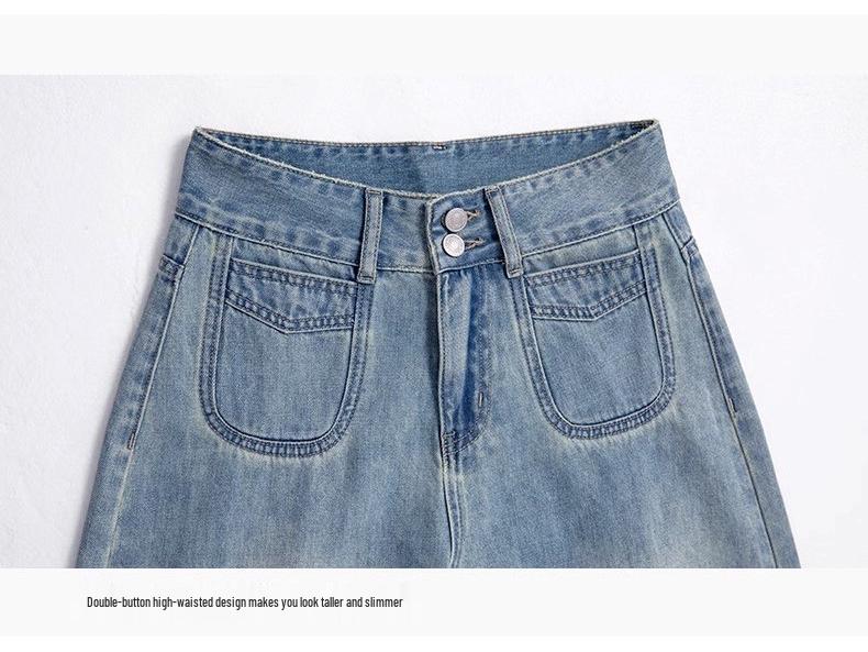 Women's High Waist Wide Leg Jeans, Summer 2025 - Light Color, Plus Size, Slimming, Floor-Length, Pear-Shaped Design.