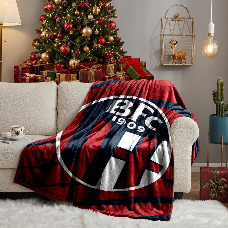 Football Bologna Blanket Lightweight Ideal Bedding Blanket Perfect for Travel, Camping, Living Rooms, Offices, Sofas, Fan Christmas Gift