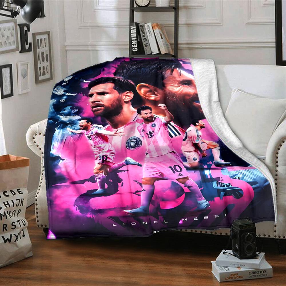 Pink Neon Soccer Stars Blanket Ultra-Soft Perfect for Bedding Office Bed All-Season Use Modern Style Perfect Gift for Relatives and Friends