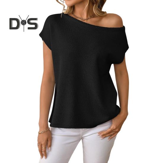 

Женские топы с коротким рукавом и воротником-стойкой, однотонные футболки, весна-лето, эластичные пуловеры, топы на каждый день M чёрный